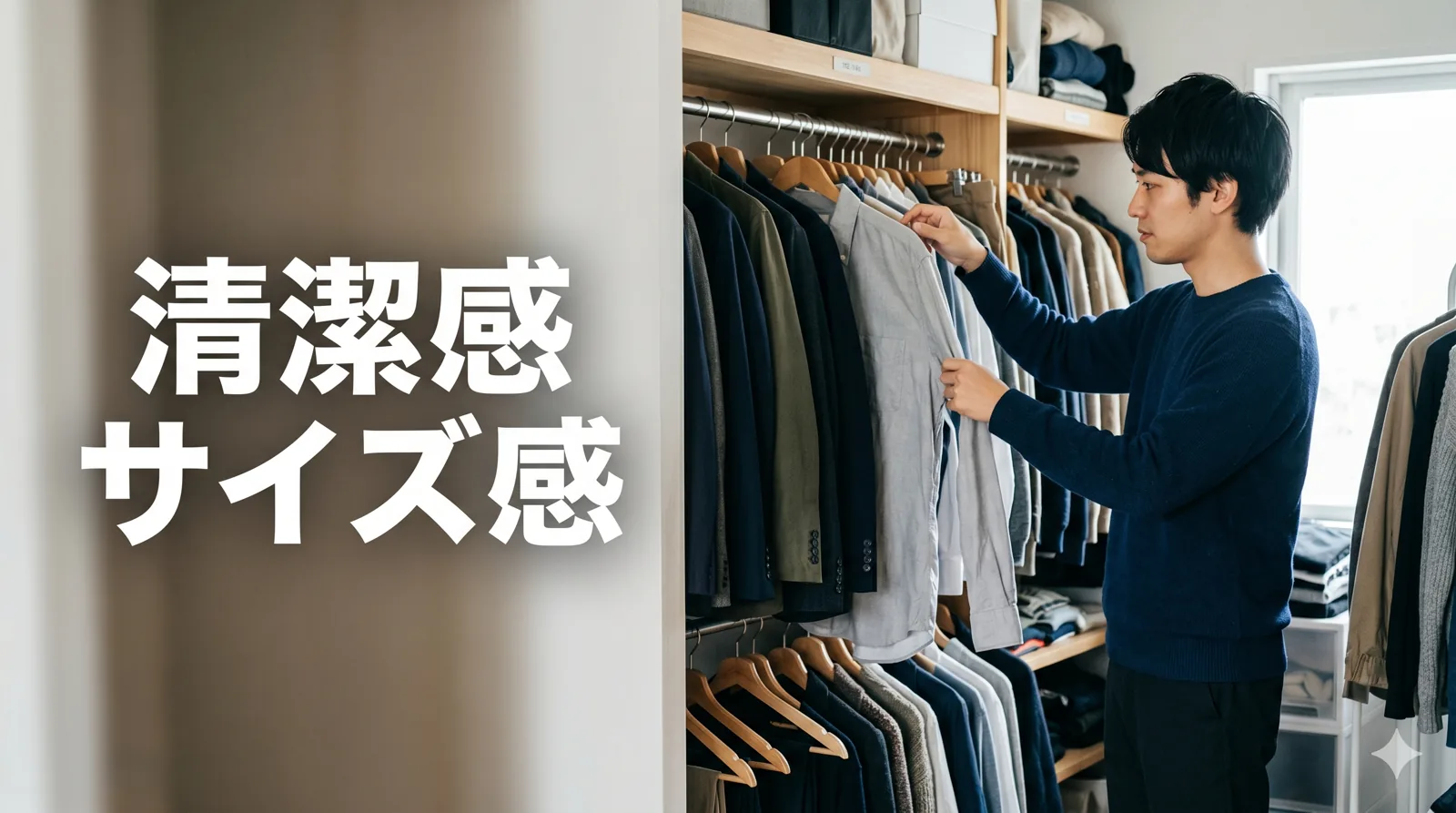 服を選ぶ男性