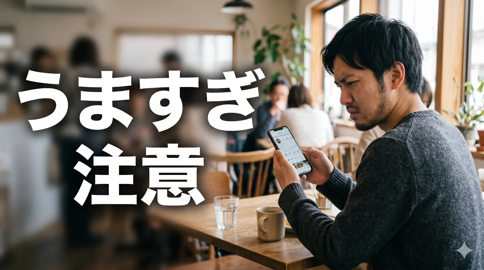 怪しいプロフに眉をひそめる男性