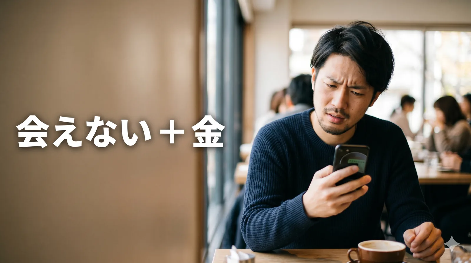 メッセージに違和感を覚える男性