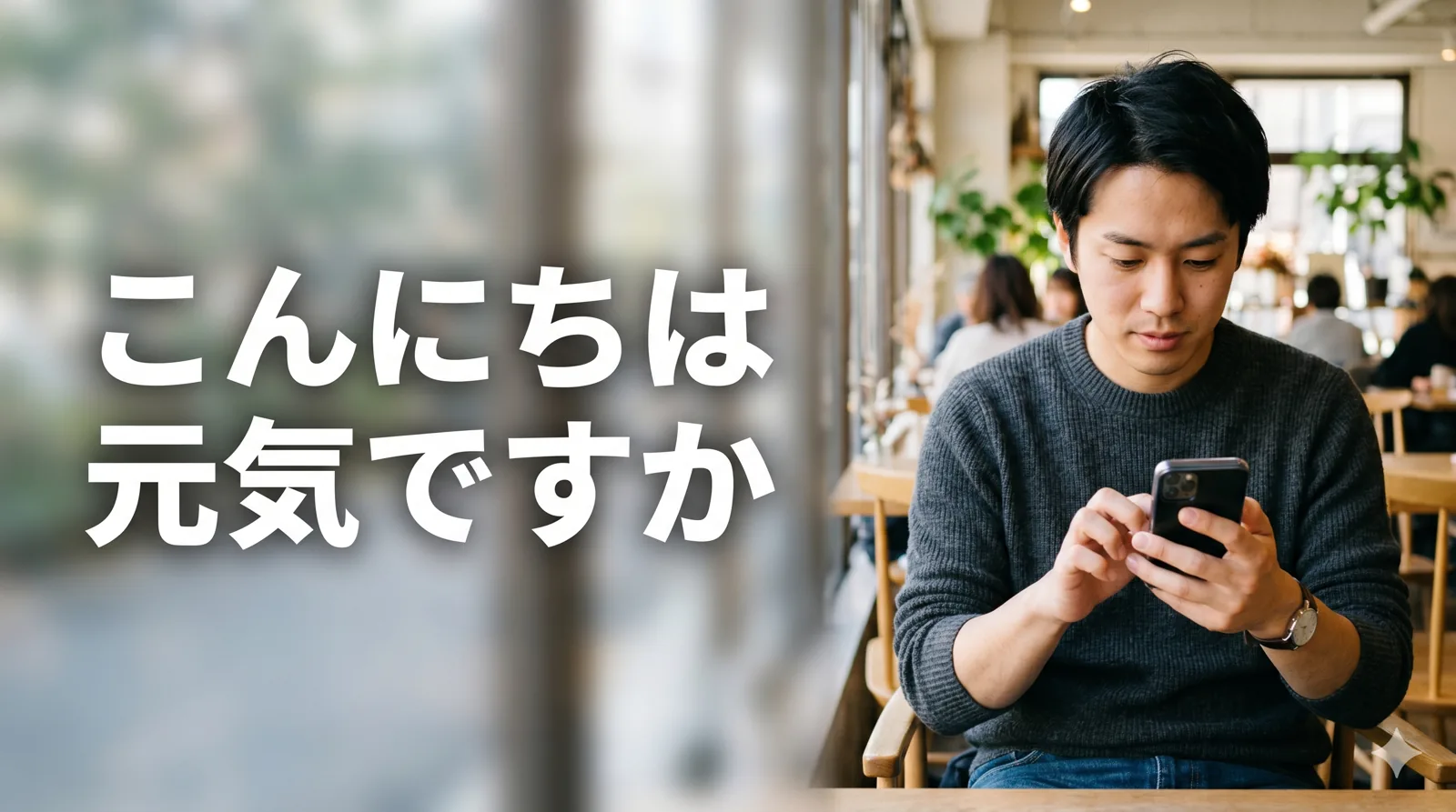 メッセージを入力する男性