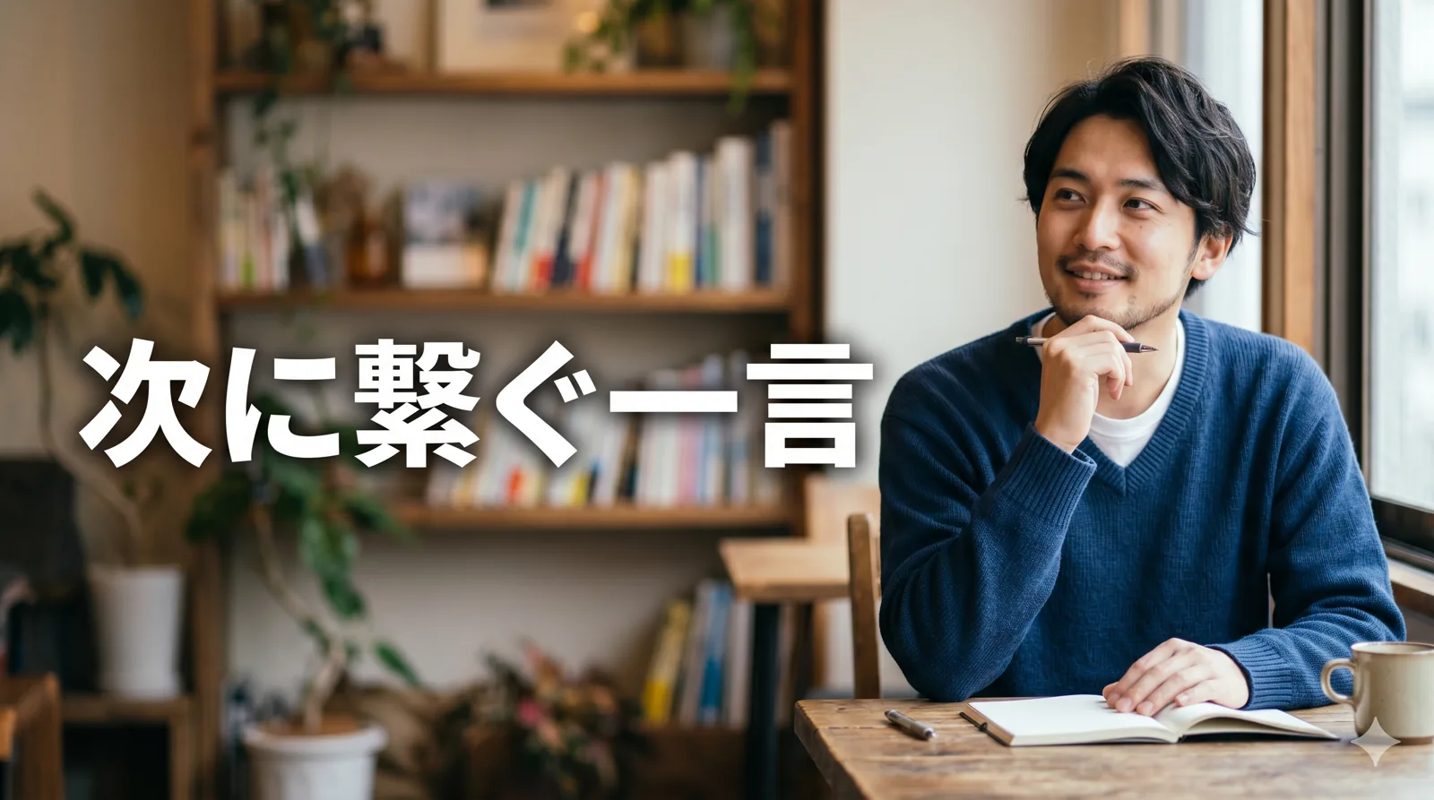 文面を考える男性