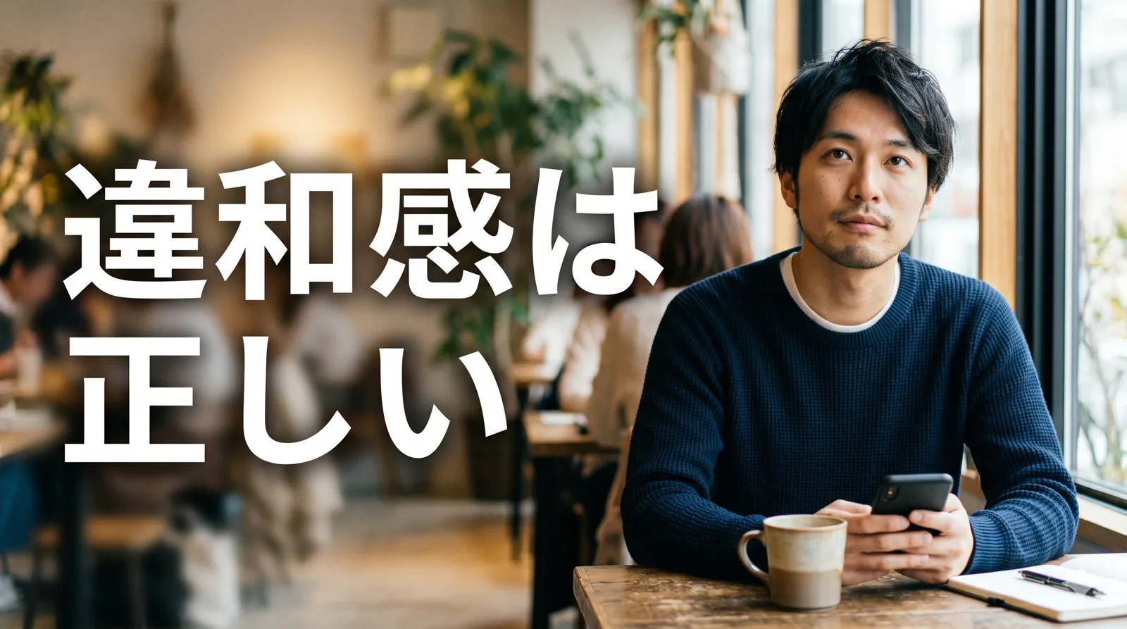 目を上げ見極める男性