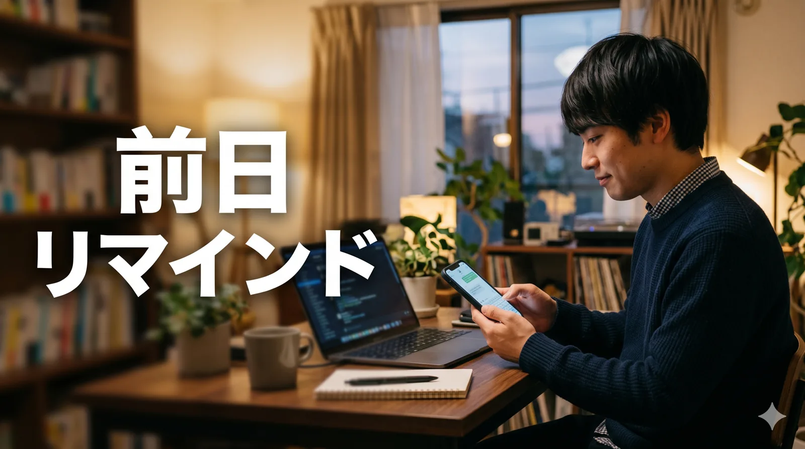 前日リマインドを送る男性