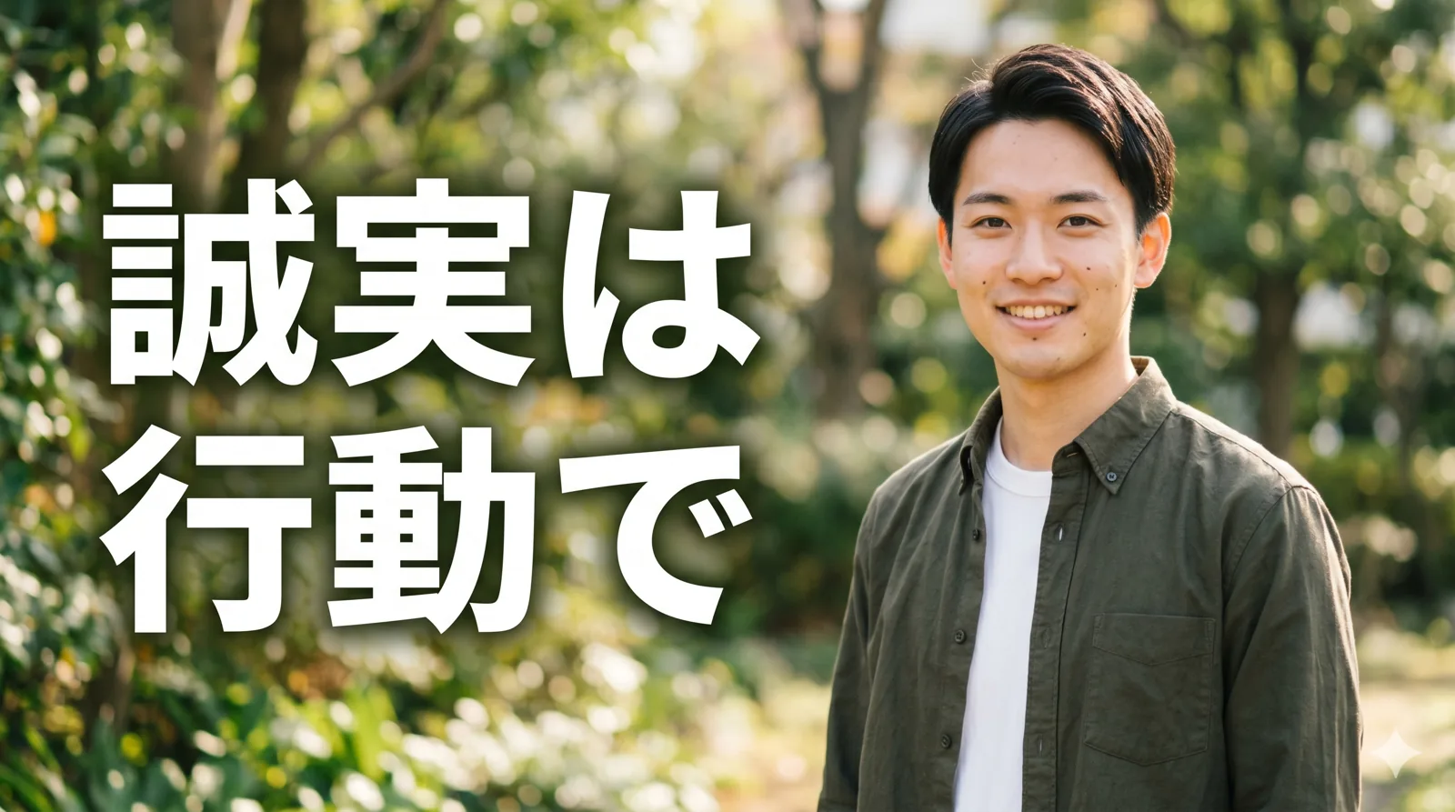 誠実な表情で前を向く男性