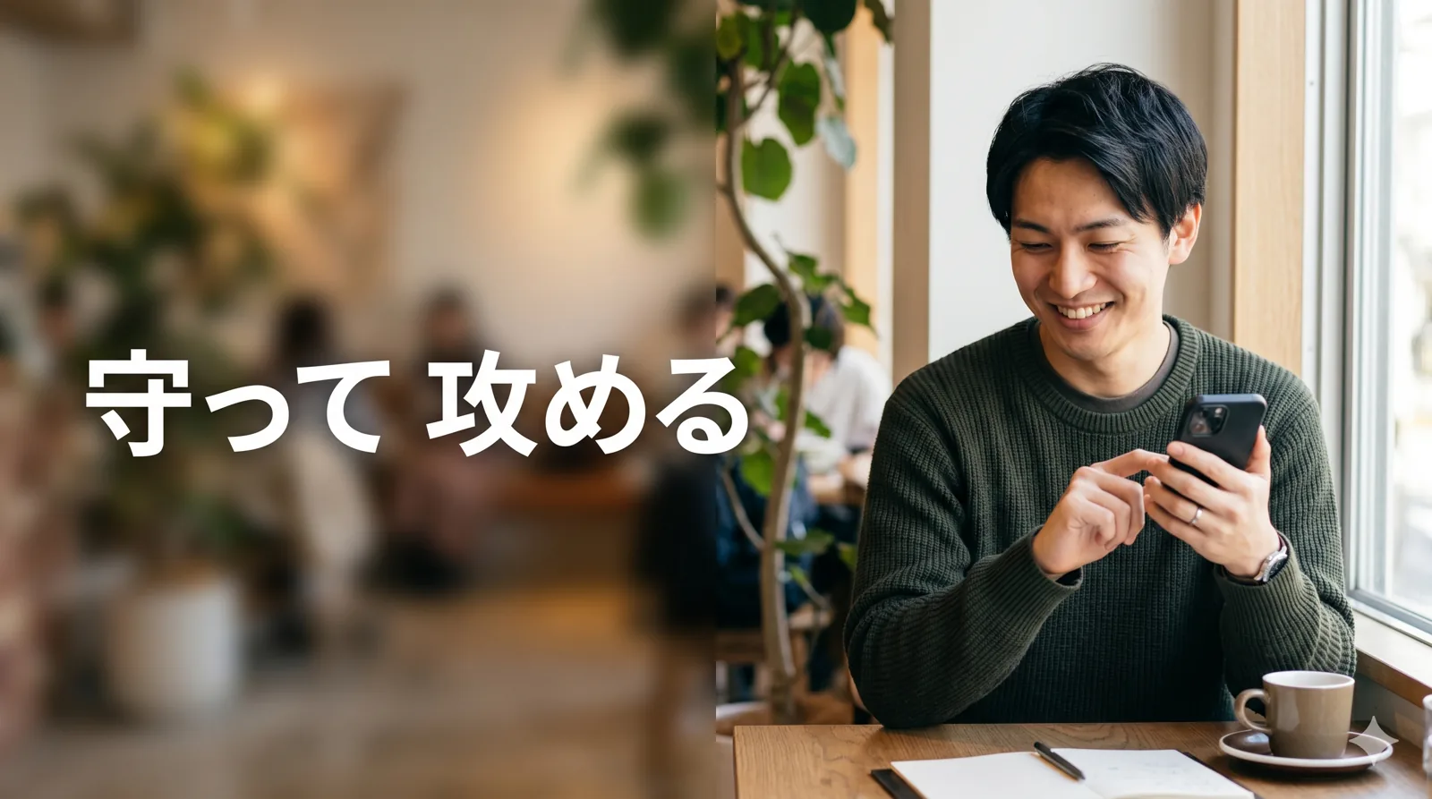 安心してスマホを使う男性