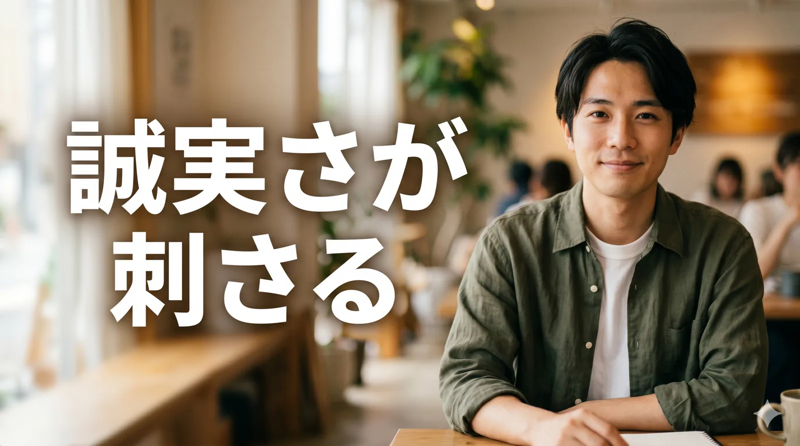 穏やかに前を向く男性