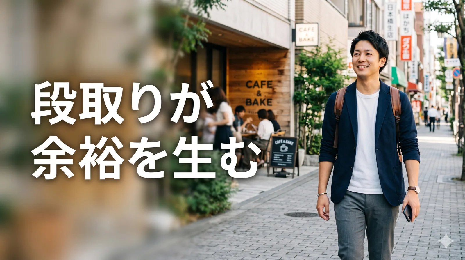 余裕を持って出かける男性