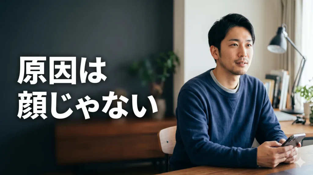 スマホを見てため息をつく男性