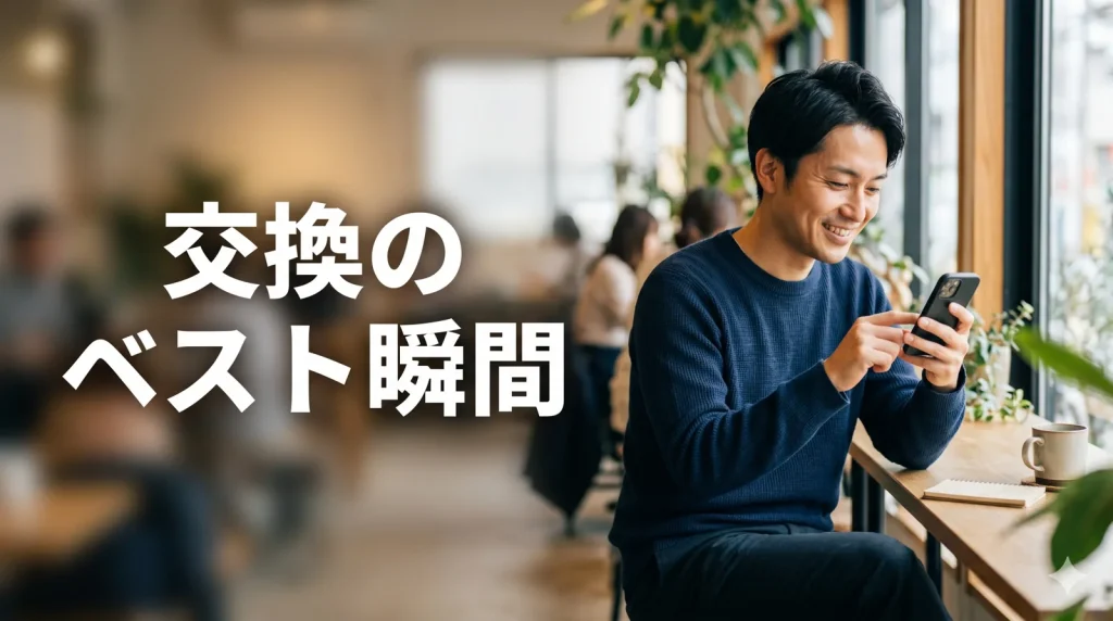 良い雰囲気でスマホを操作する男性