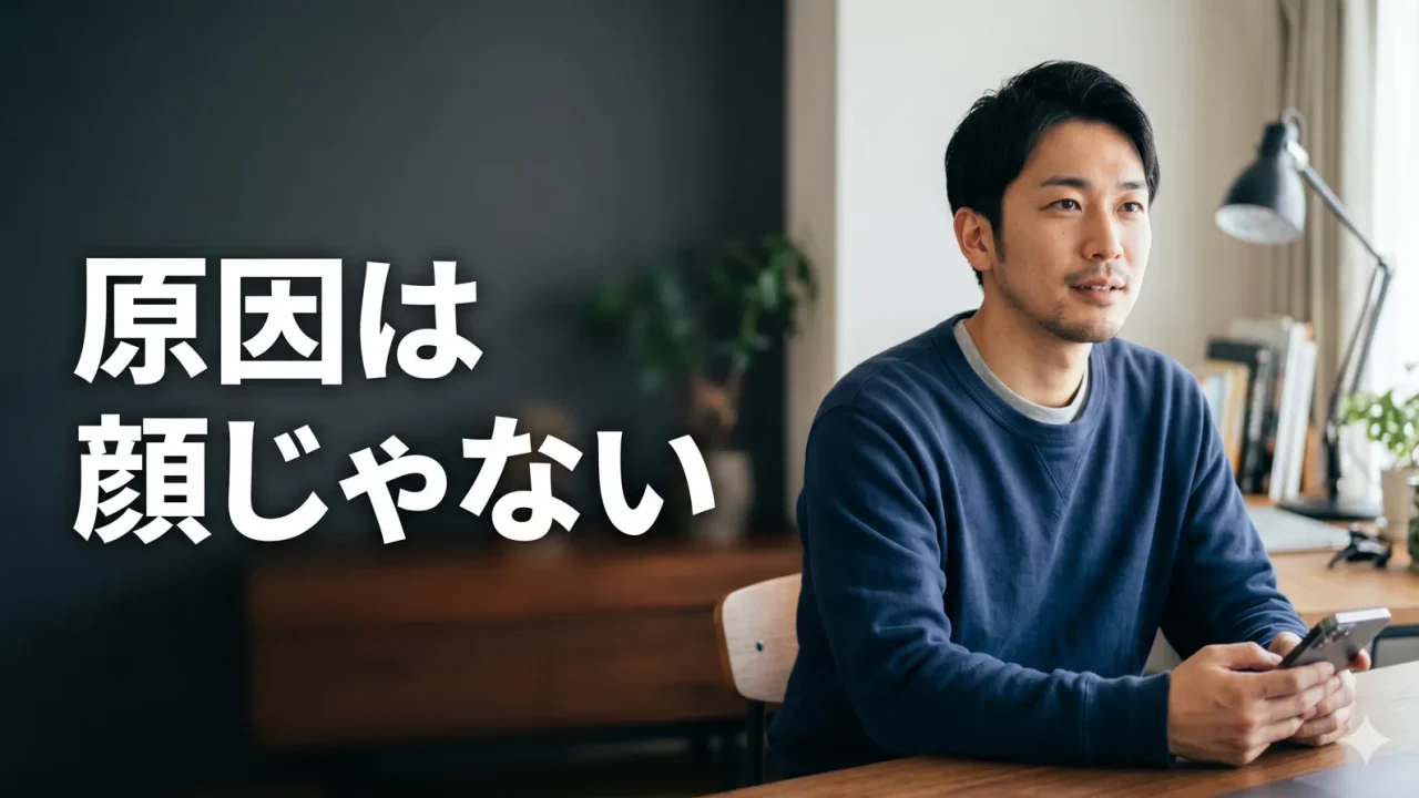 スマホを見てため息をつく男性