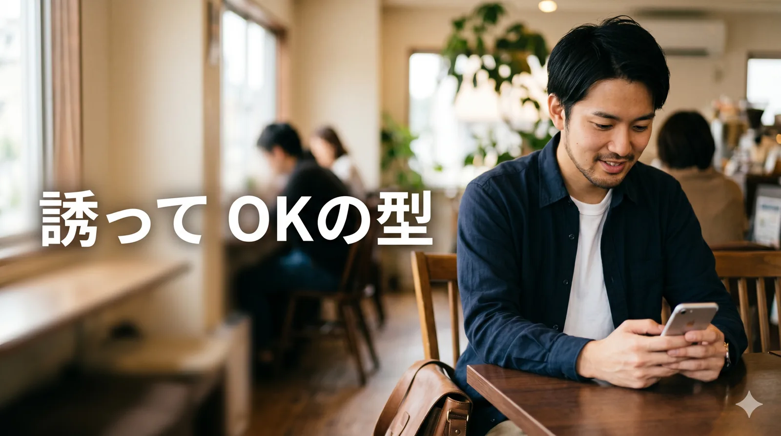 誘いのメッセージを打つ男性