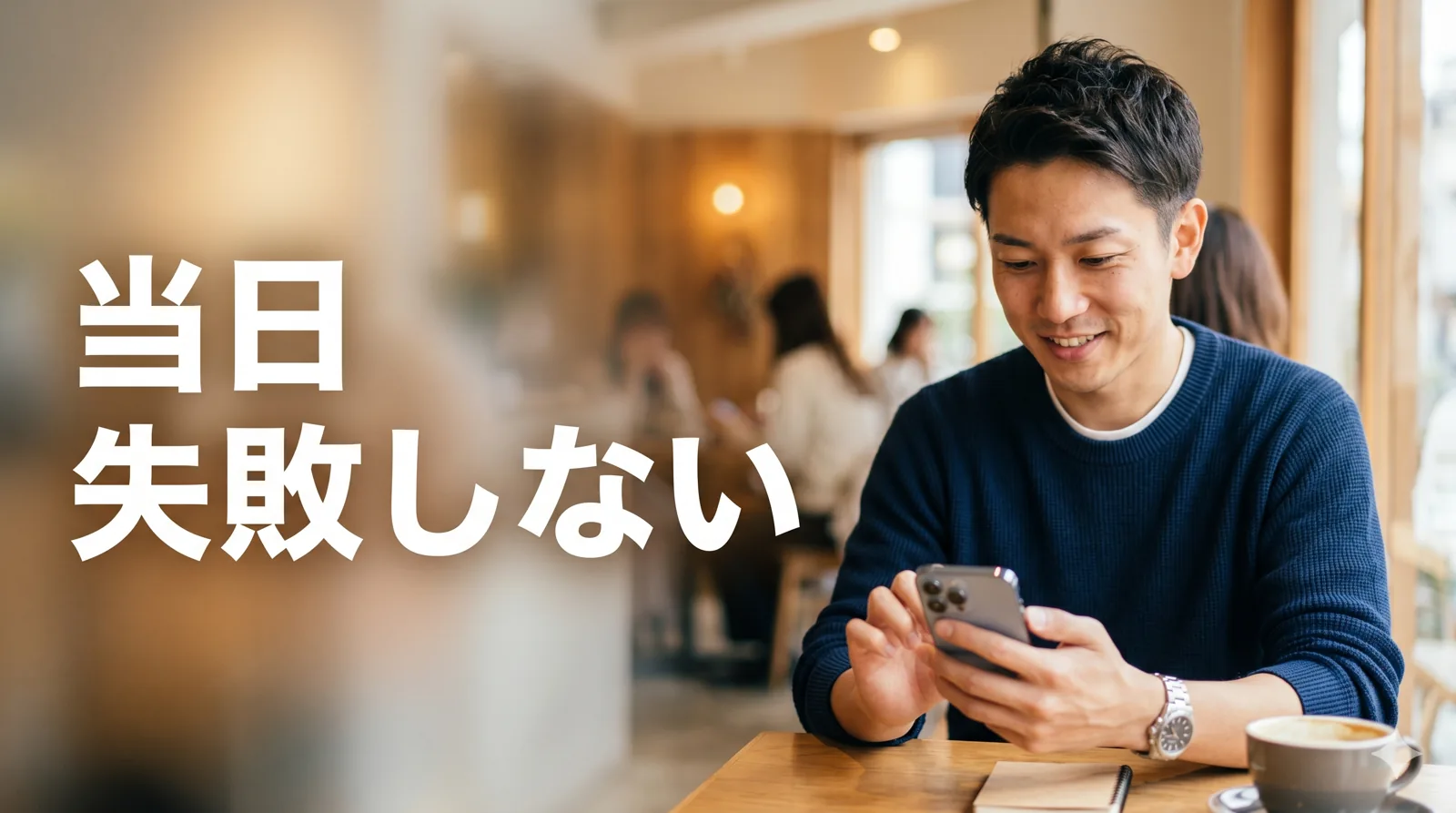 スマホで店を探す男性